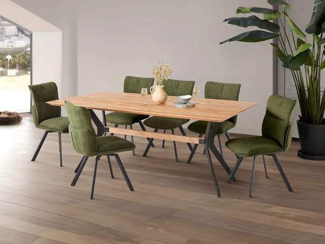 DINING TABLE & 6 GRANT CHAIRS IN FOREST